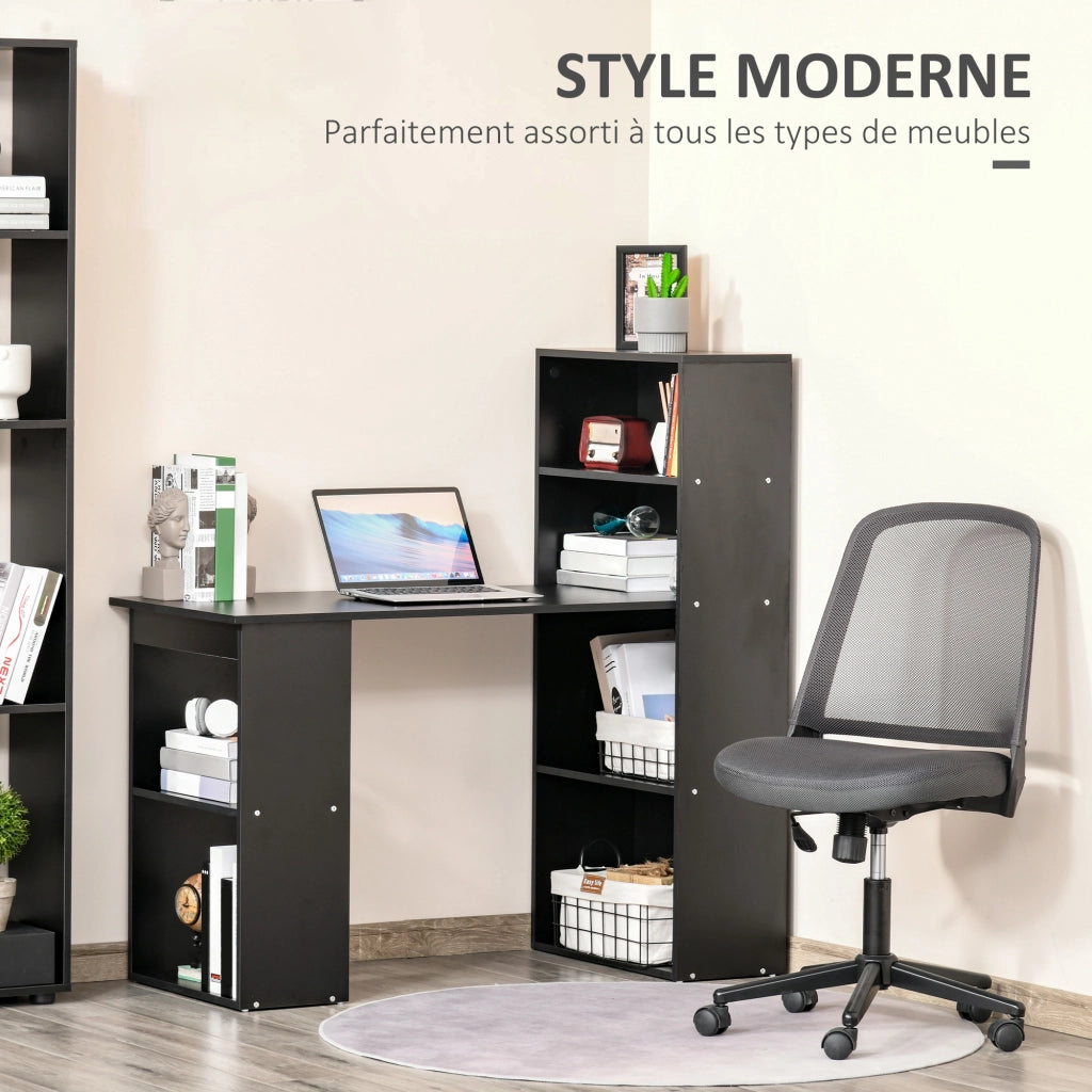 Scrivania per computer con cassetti e scaffali ¨C Minimal ¨C 120x55x120 cm nero