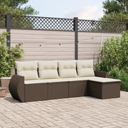Set Divano da Giardino 5 pz con Cuscini Marrone in Polyrattan 3221292