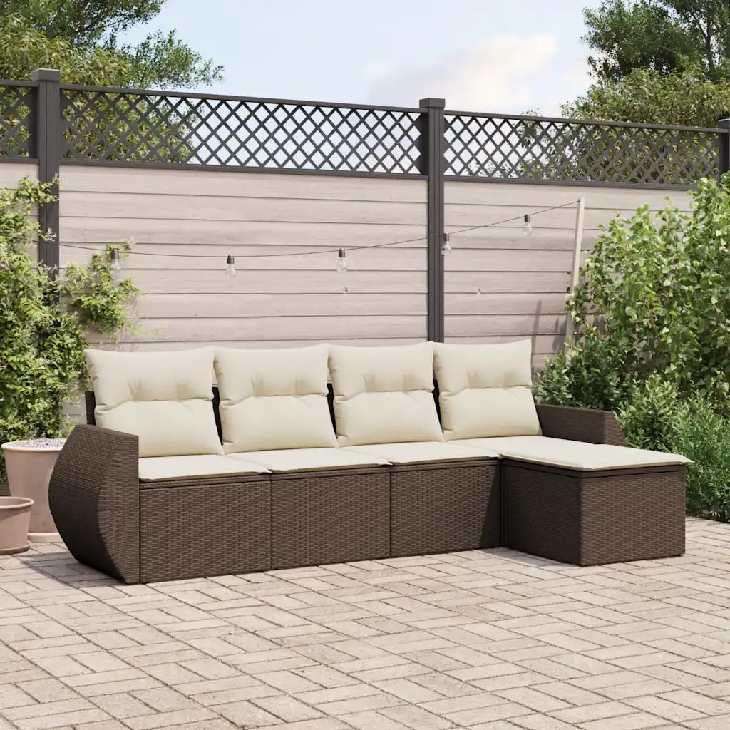 Set Divano da Giardino 5 pz con Cuscini Marrone in Polyrattan 3221292