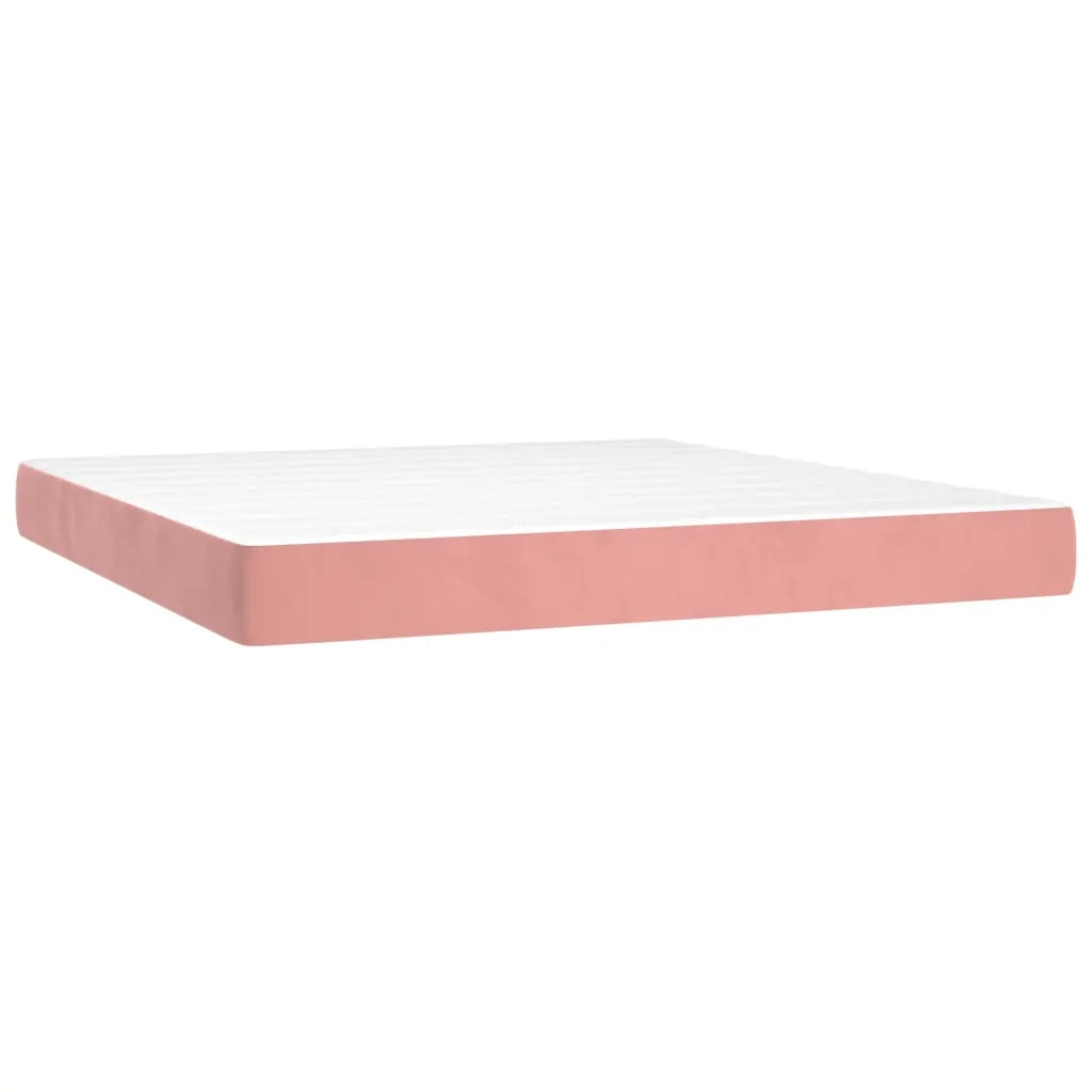 Letto a Molle con Materasso e LED Rosa 160x200 cm in Velluto