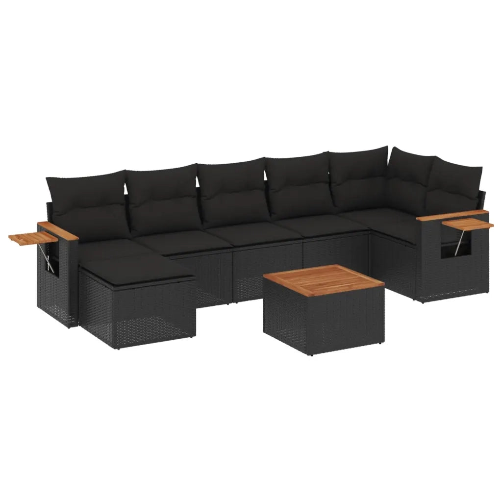 Set Divani da Giardino con Cuscini 8 pz Nero in Polyrattan 3259437