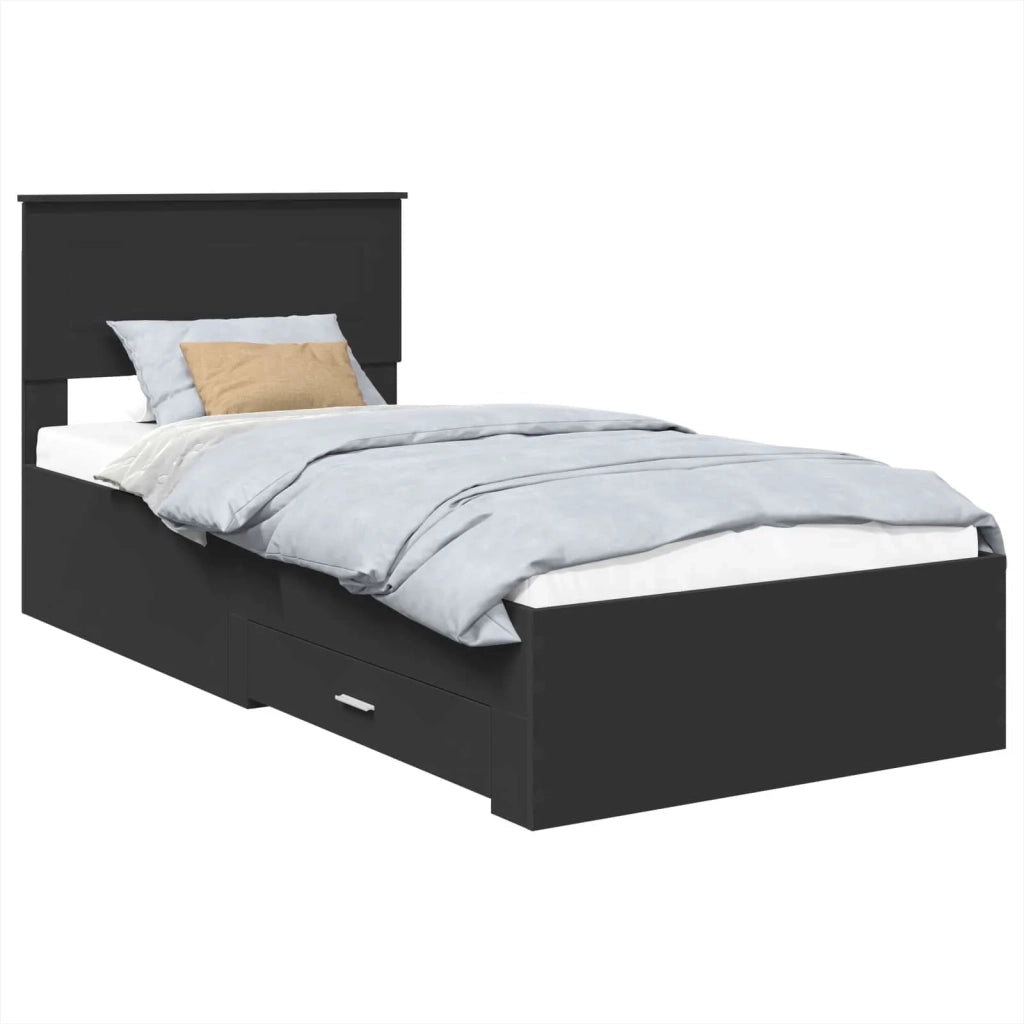 Struttura del letto con testiera Nero e Argento 75 x 190 cm