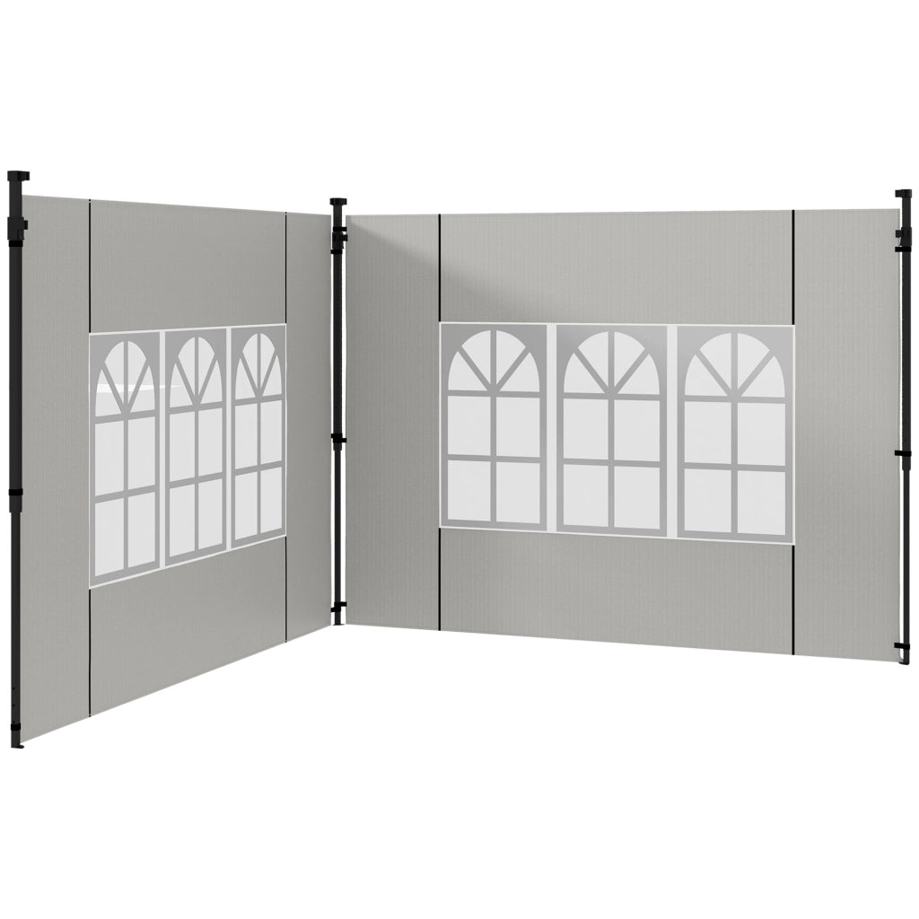 Set 2 Pareti Laterali per Gazebo con Finestre ¨C Xylo ¨C PE Bianco 293x193 cm