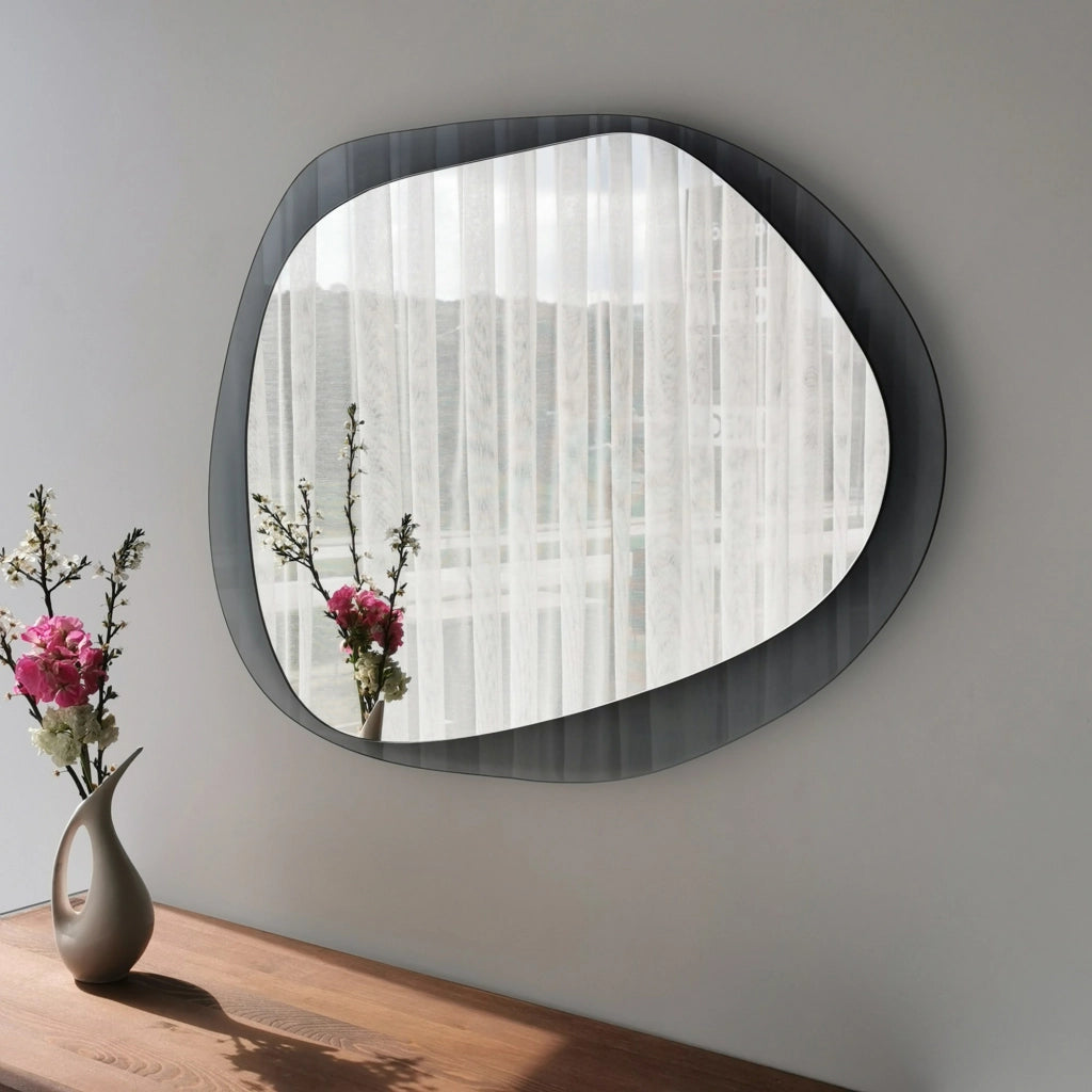 Curti, Specchio Forma Ovale, 55x75h cm Nero Fume