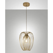 Lampada Sospensione Oro Opaco Fabas Collezione CAMP Design Moderno 1 Luce