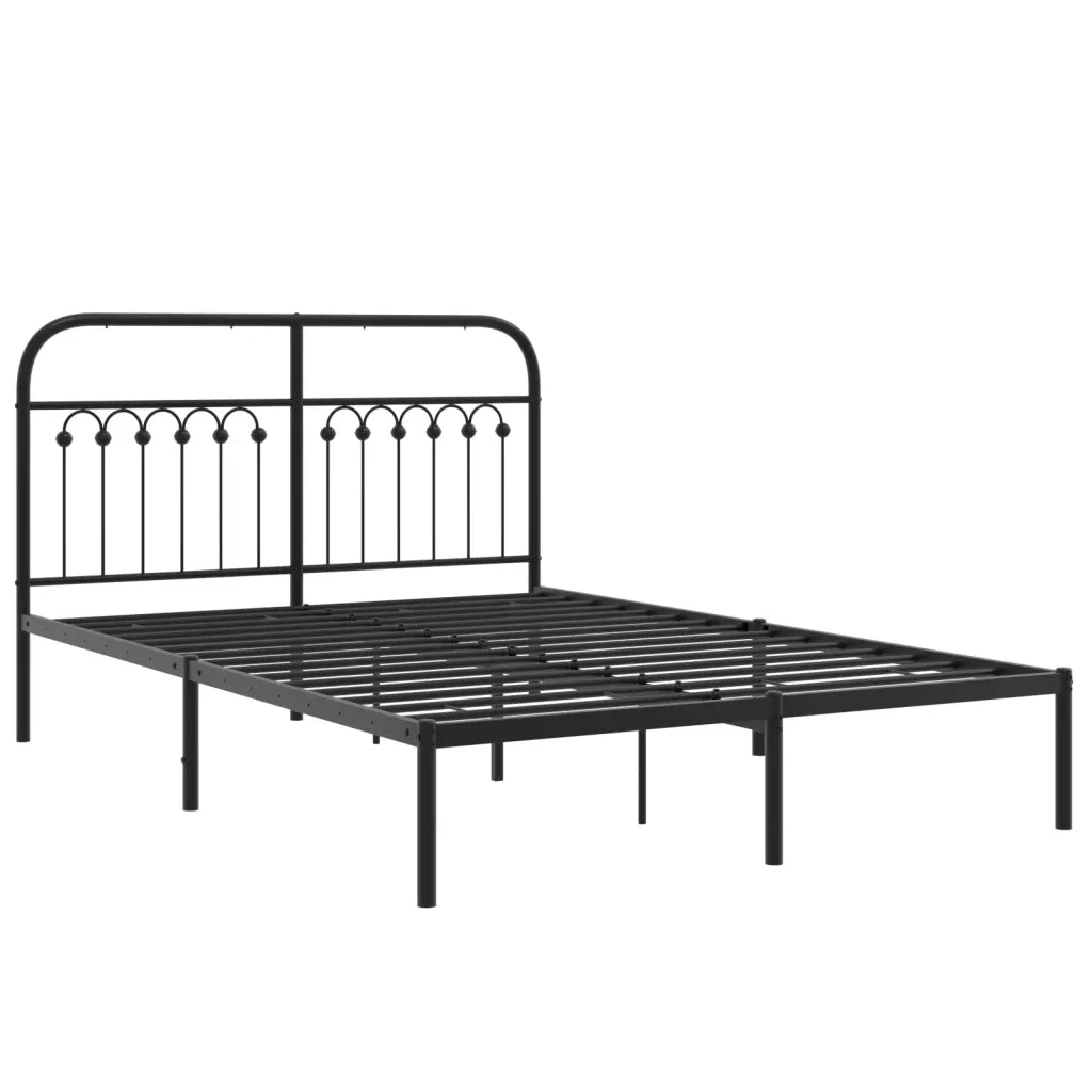 Letto matrimoniale | Letto per adulti | Giroletto con Testiera in Metallo Nero 140x190 cm