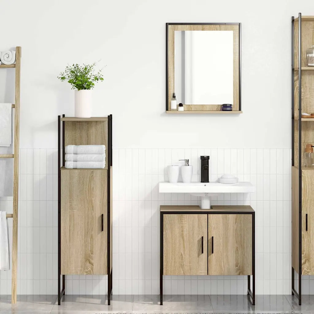 Set di mobili per il bagno 3 pcs Marrone Legno multistrato
