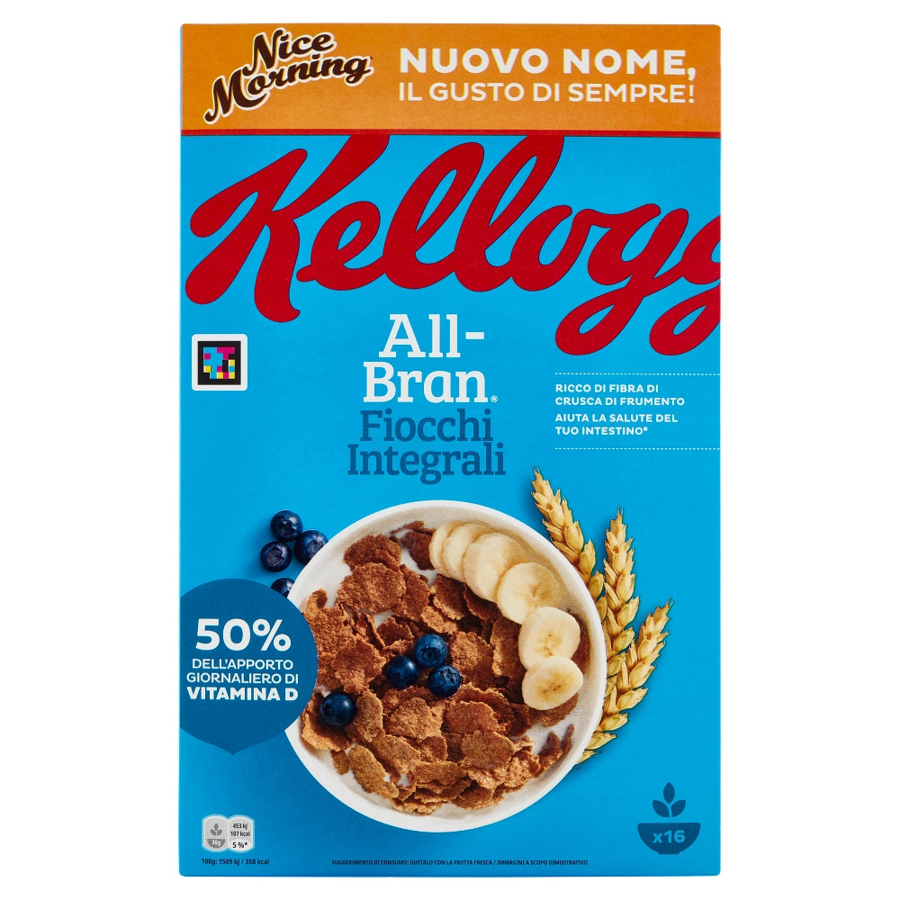 Kellogg's nice morning cereali all bran fiocchi integrali da 500 grammi