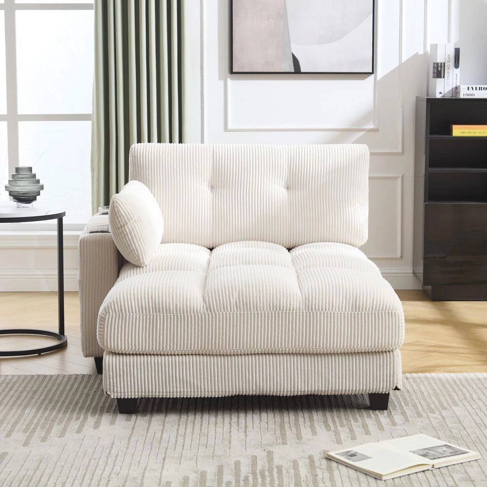 Poltrona palma - Xylo - cuscini rigati con portaoggetti beige