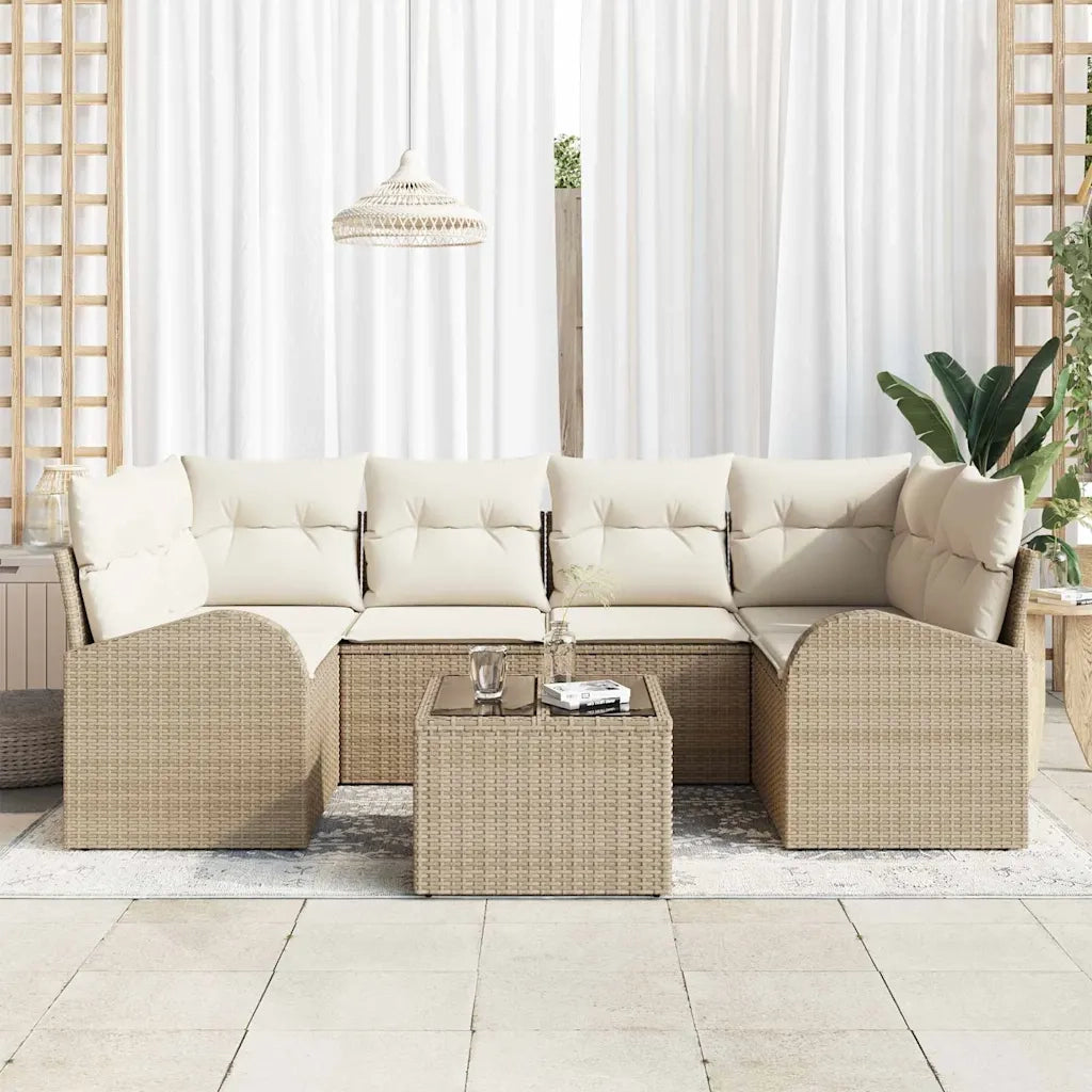 Set Divano da Giardino Beige 55 x 55 x 37 cm polyrattan 3345941