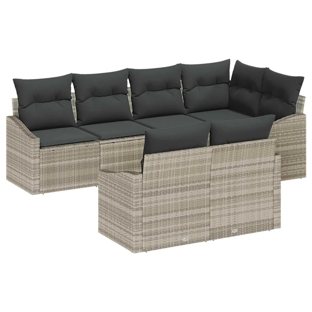 Set di divani con cuscino 7 pcs Grigio chiaro polyrattan 3346762