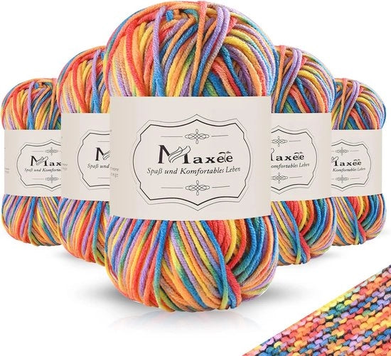 Set di uncini colorati - 250g Garene acriliche multicolor per uncini e maglia