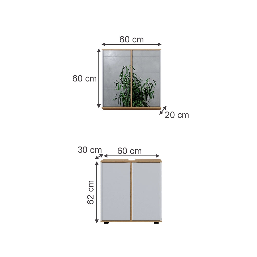 Vicco Set mobili bagno Bianco/Artisan 2 parti, base 60 cm