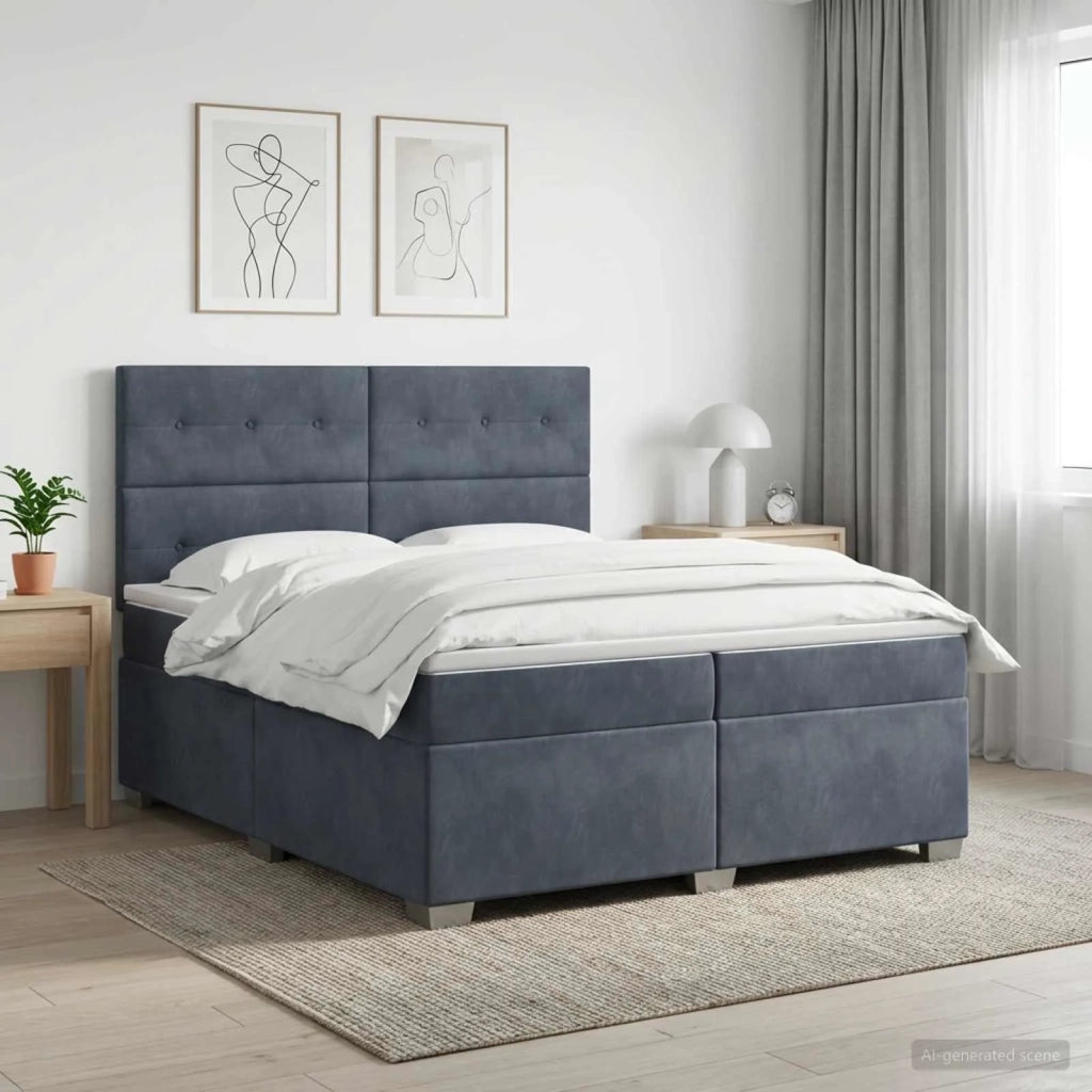 Letto box spring con materasso Grigio Scuro 200 x 200 cm 3455175