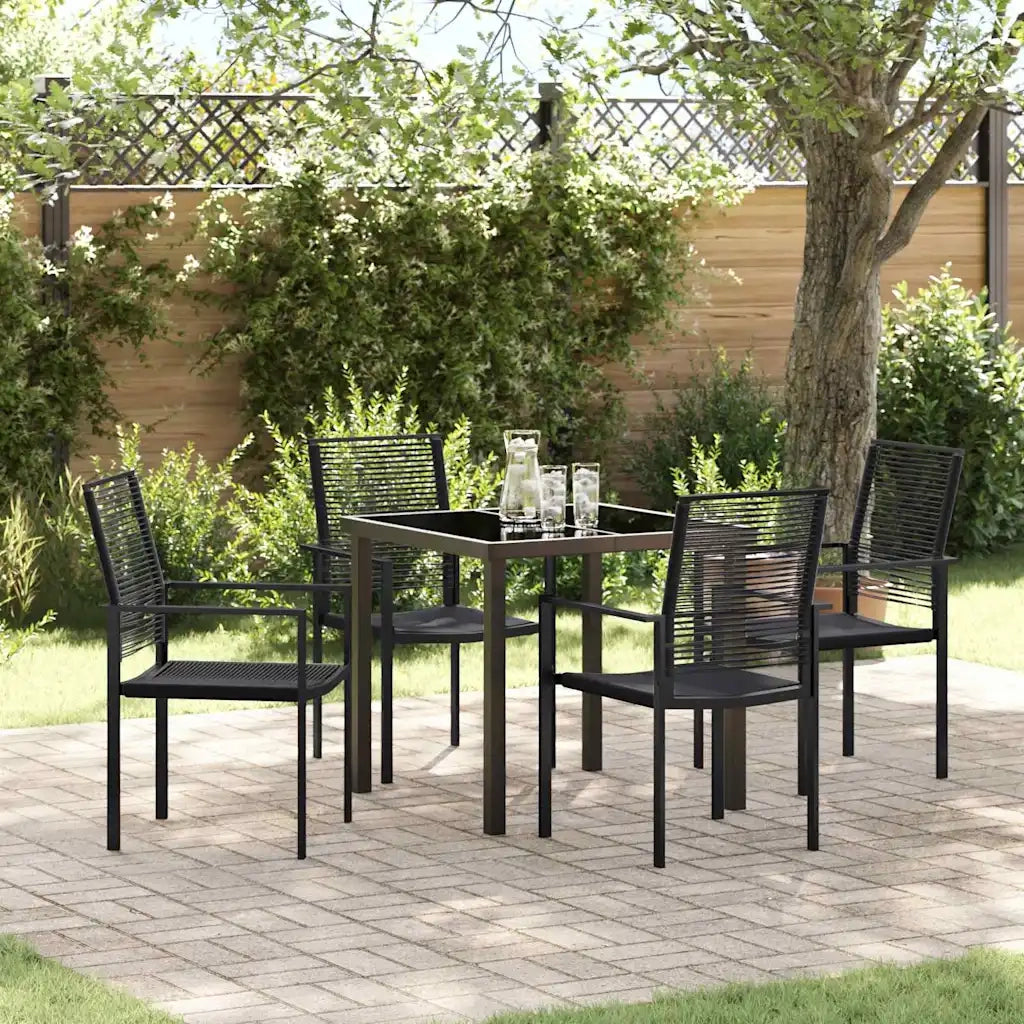 Set da Pranzo per Giardino 5 pcs Nero