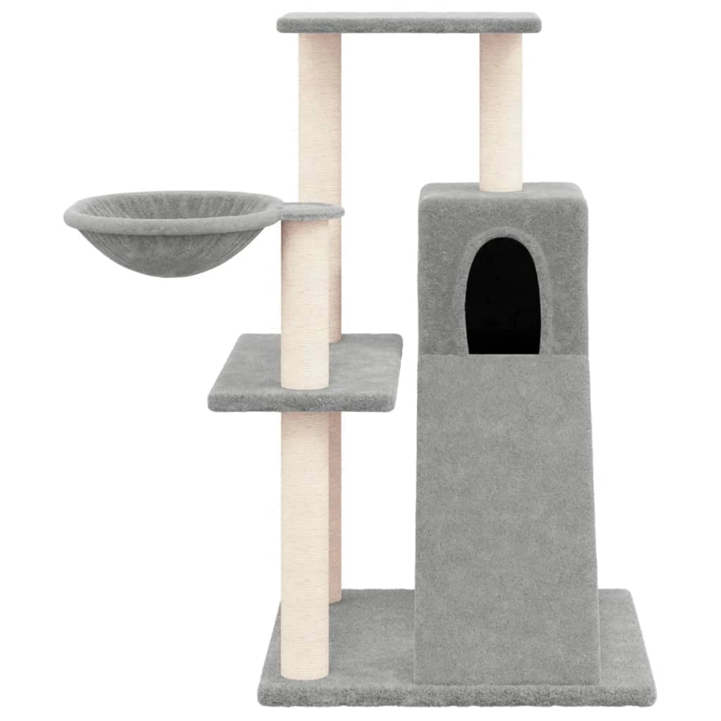 Tiragraffi per gatti torre per arrampicata giocattolo piattaforma per arrampicata con tiragraffi in sisal leggero 82 cm grigio 02_0022616