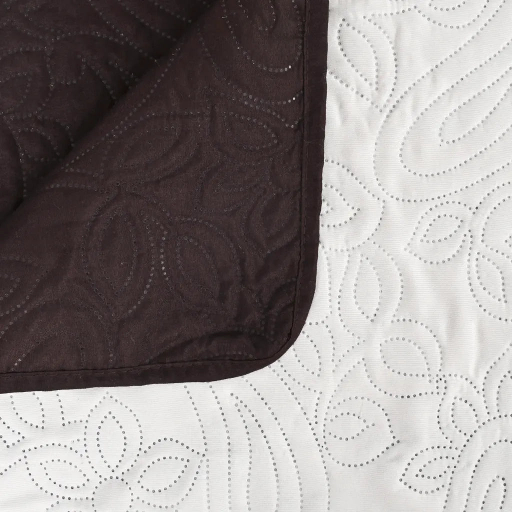 Copriletto Double-Face Trapuntato 220x240 cm Crema e Marrone 132963