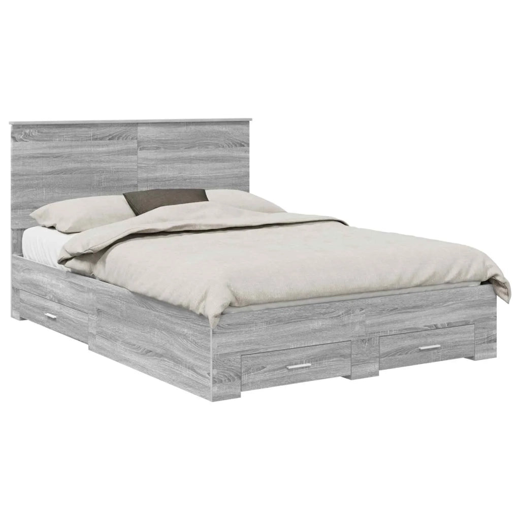 Struttura del letto con testiera Grigio Sonoma 135 x 190 cm 3411319