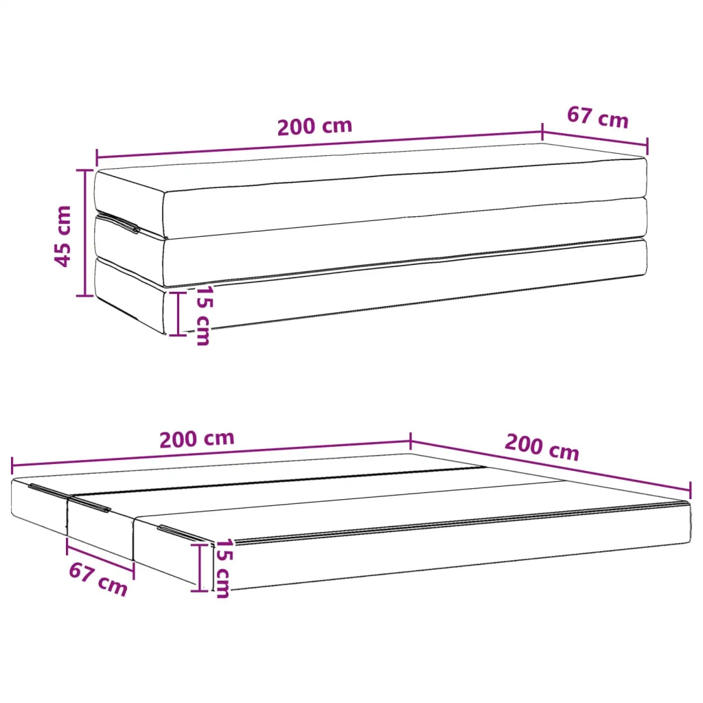 Divano Letto Pieghevole 200 x 67 x 45 cm Blu 900262