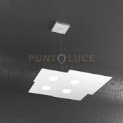 PLATE SOSPENSIONE 4 LUCI QUADRA BIANCO 1129-S4-BI