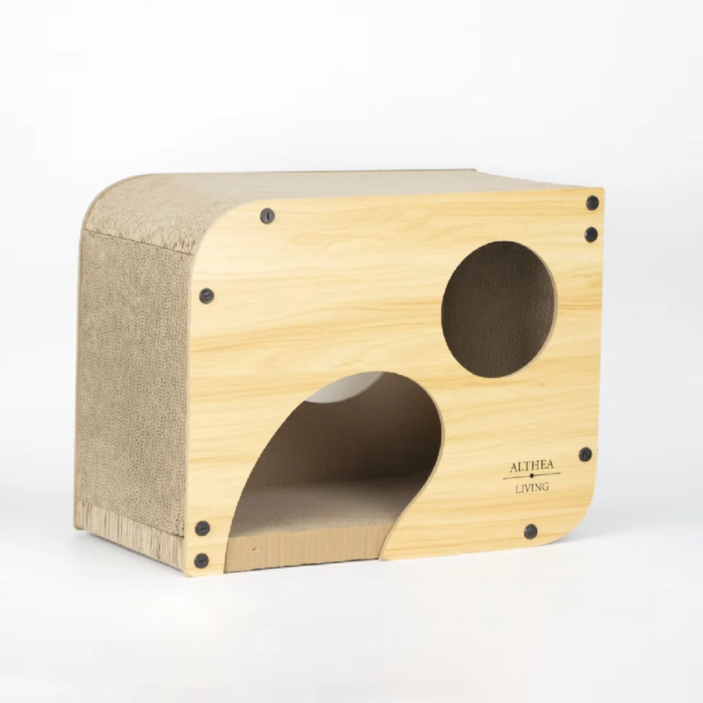 Gatto tiragraffi CARABELA nido con tunnel integrato 3 in 1 34 x 44 x 25 cm