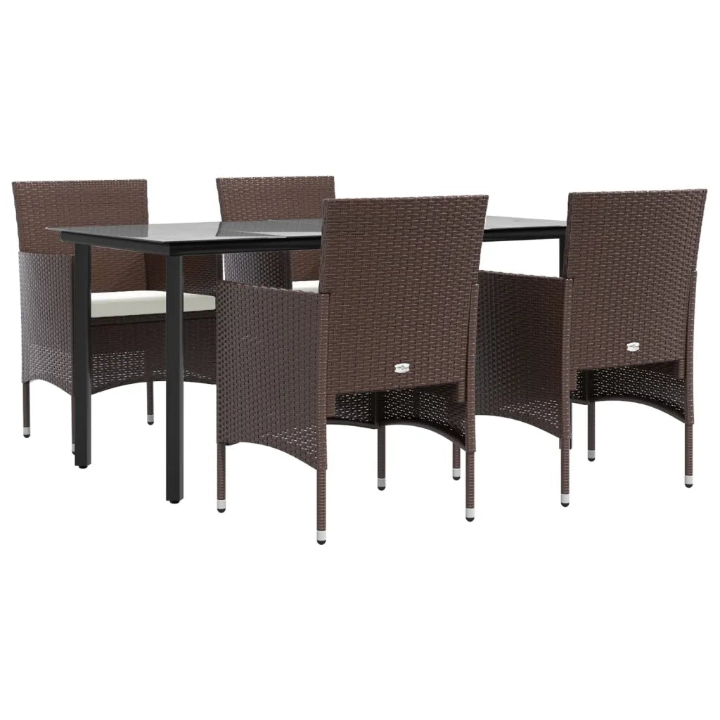 Set da Pranzo da Giardino 5 pz con Cuscini Marrone e Nero 3156612