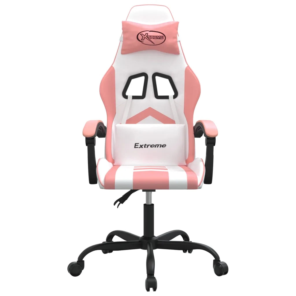 Sedia da Gaming Girevole Bianco e Rosa in Similpelle 349600
