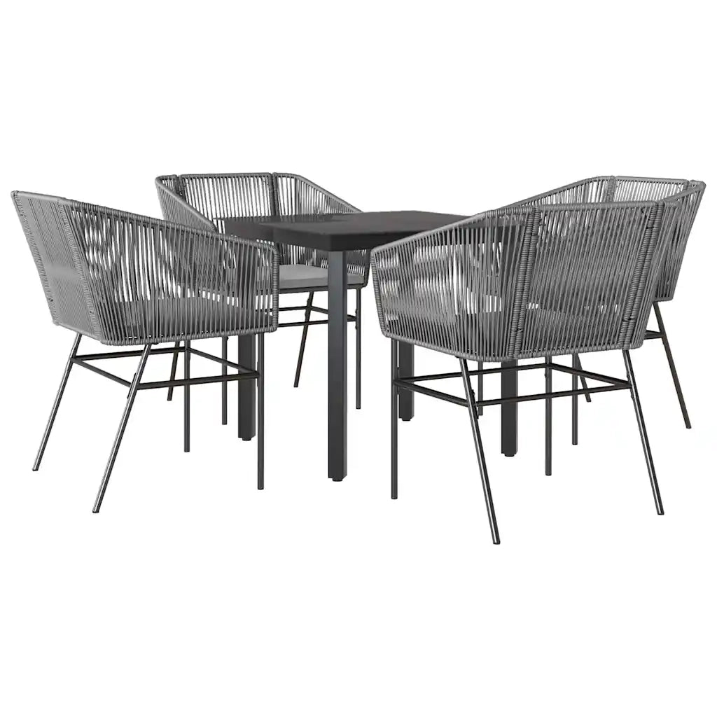 Set da Pranzo da Giardino 5 pz con Cuscini Polyrattan Vetro 3334626