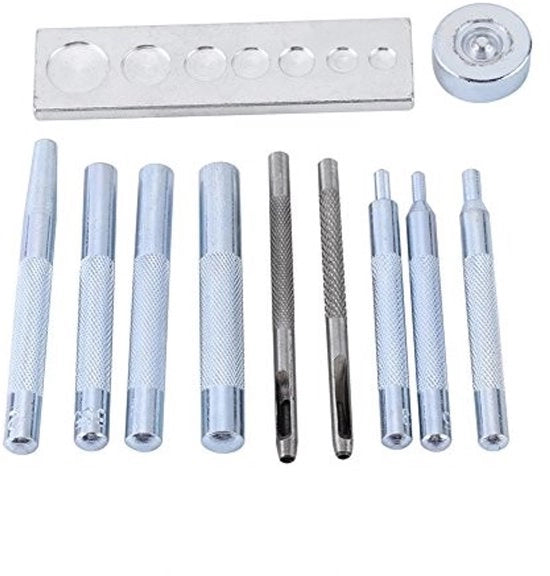 Set di Righettini per Pelle 11 pezzi - Gli strumenti per la lavorazione della pelle - Veloci fissaggi - Acciaio di alta qualità - Incluso set di fori a trapano 2.5/3 mm - Gereedschap per pelle