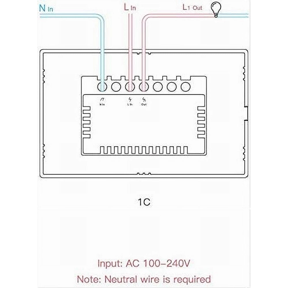 Trade Shop - Interruttore Luce Parete Smart Home Touch Wireless Wifi A 1 Canale Sonoff T0us1c -