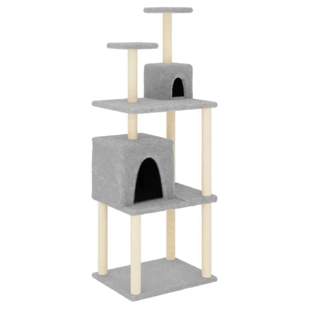 Albero per Gatti con Tiragraffi in Sisal Grigio Chiaro 167 cm CFW1262034