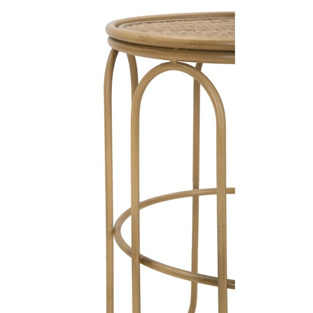 Tavolino rotondo Samui in ferro e rattan — Ø 40x55 cm
