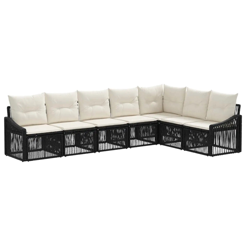 Set Divano da Giardino 7 pz Nero polyrattan 3436015