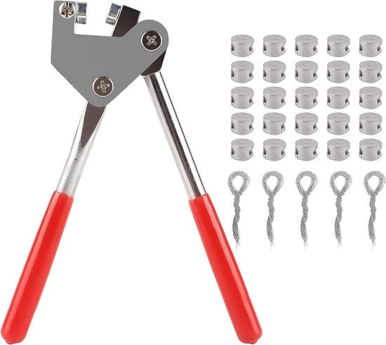Tang per piombare, 165 mm tang per piombare in acciaio + 100 pezzi di filo di piombo (17 cm) + 100 pezzi di piombo (Ø 8 mm), kit per piombare Ø 8 mm