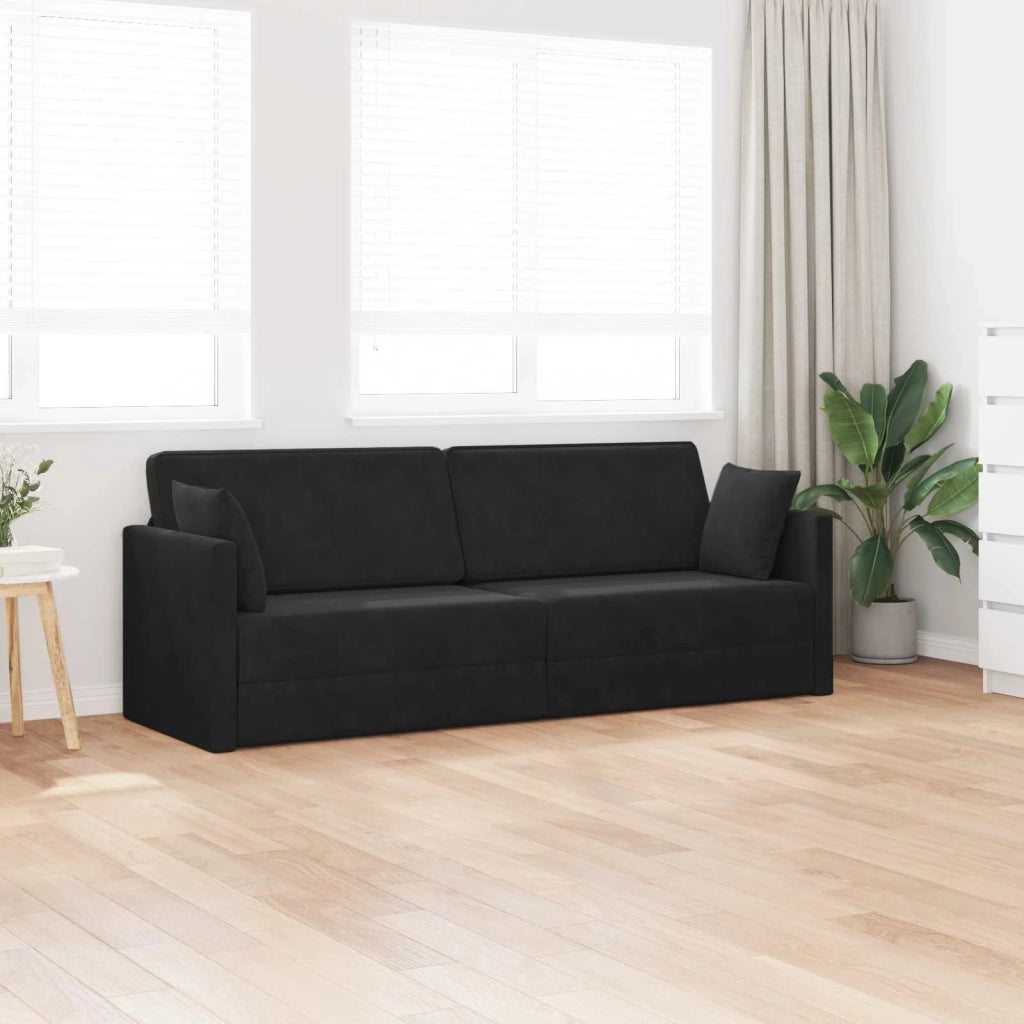 Divano-letto da pavimento Nero 213 x 70 x 77 cm Velluto 4106730