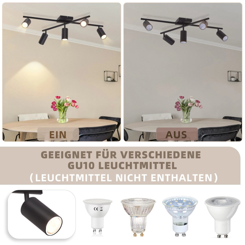 ZMH Faretto da soffitto 5 fiamme GU10 nero lampada da soffitto per camera da letto