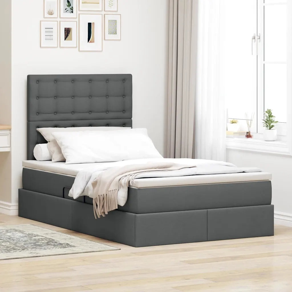 Letto con contenitore e LED con led Grigio scuro 120 x 190 cm 3372529