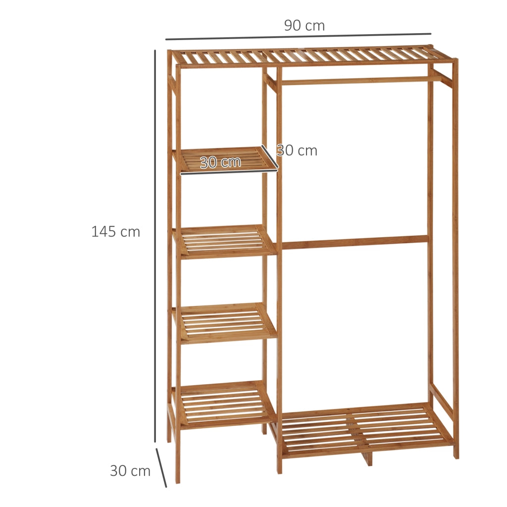 Appendiabiti con Ripiani e Varilla ¨C Minimal ¨C Legno Bamb¨´ 90x30x145 cm
