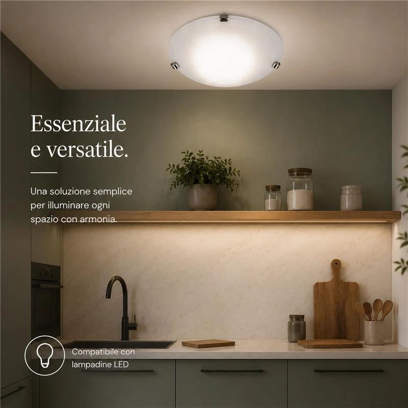 DUNA LAMPADA PLAFONIERA DA SOFFITTO E27 1 LUCE 30CM BIANCA