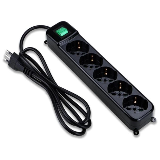 Tecnoware FMP5IIG Power Cleaner 5 Multipresa Ciabatta Elettrica 5 Uscite Schuko Italia 10A 16A Interruttore Luminoso Child Protection Cavo 150 cm colore Nero