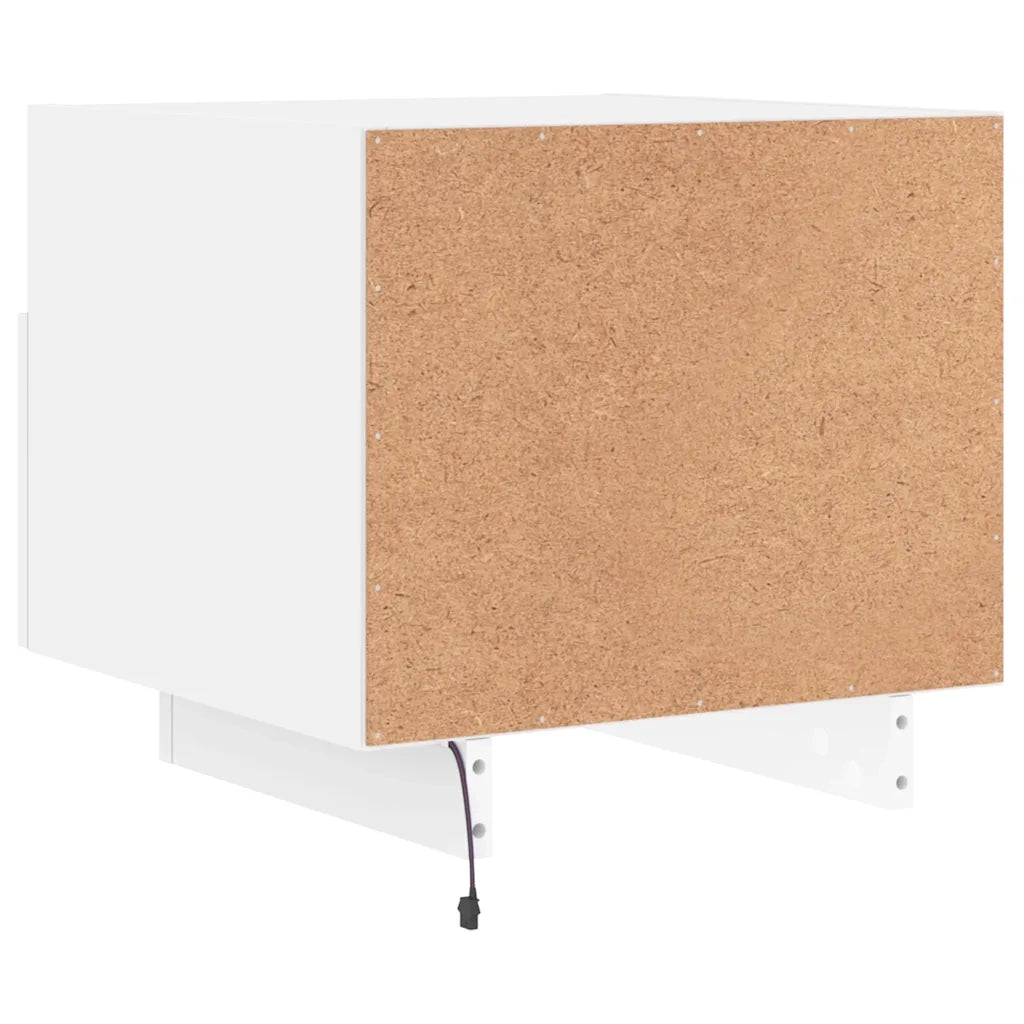 Set di 2 Comodini | Armadio da Notte | Mobiletto da notte con Luci LED Bianchi 40x39x37 cm