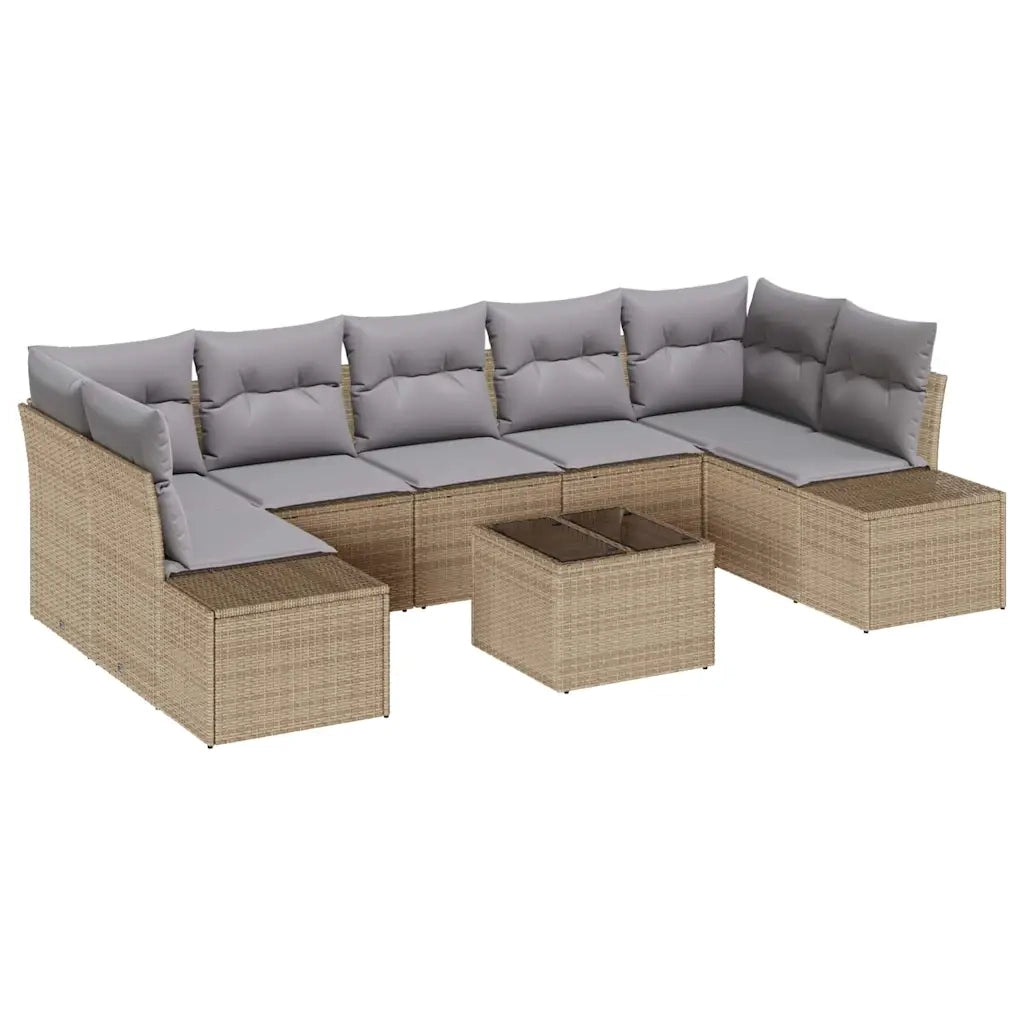 Set Divano da Giardino 8 pcs Beige e grigio polyrattan 3355649