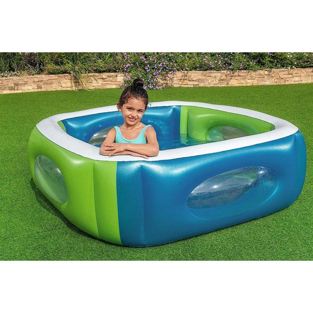 Trade Shop - Piscina Per Bambini Window Multi Color Con Oblo' 168x168x56 Cm Piscinetta 51132 -