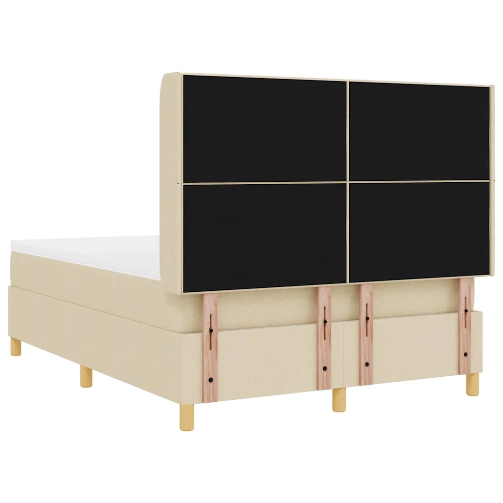 Letto a molle con materasso Crema 140 x 190 cm Tessuto