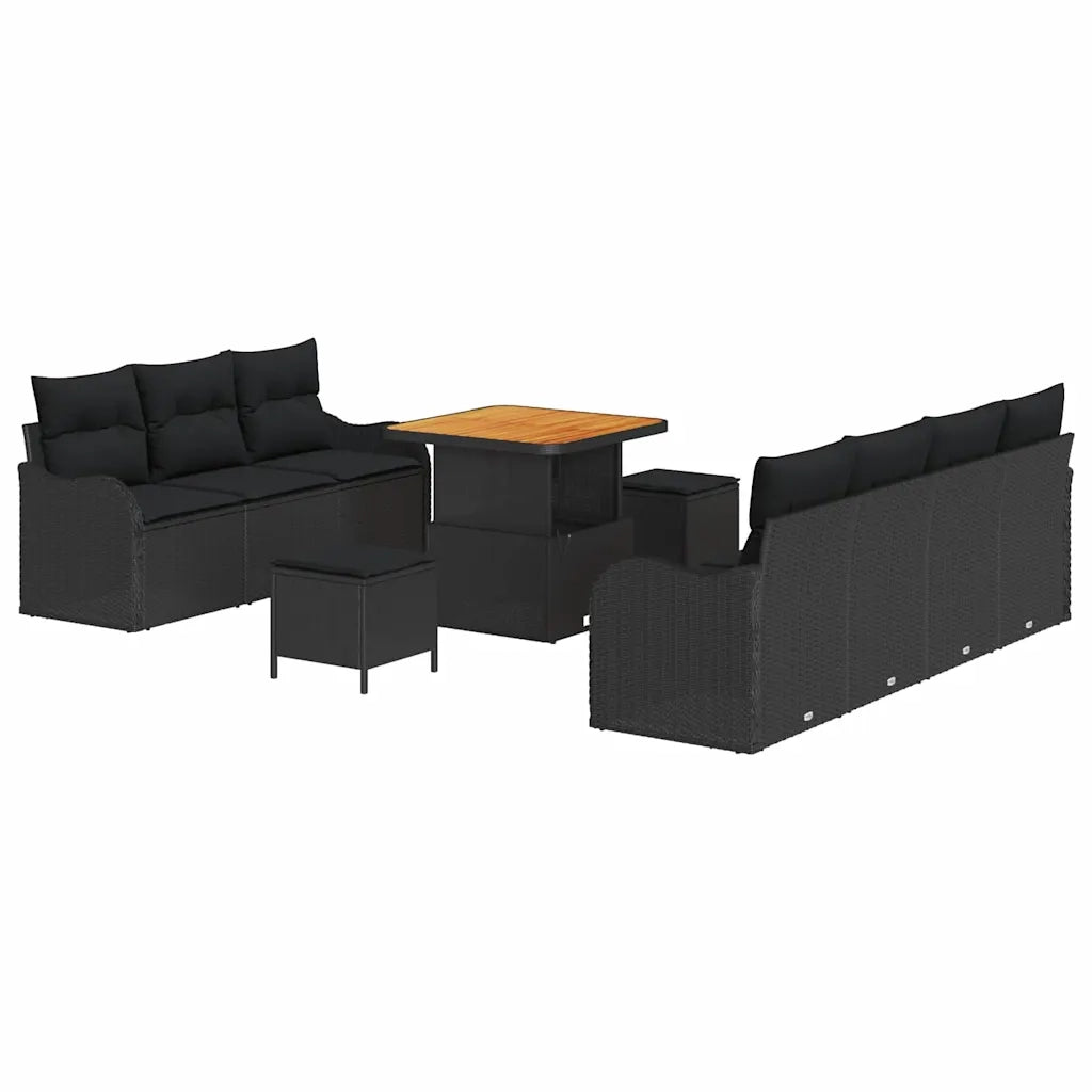 Set Divano da Giardino con cuscino 10 pcs Nero 3364174