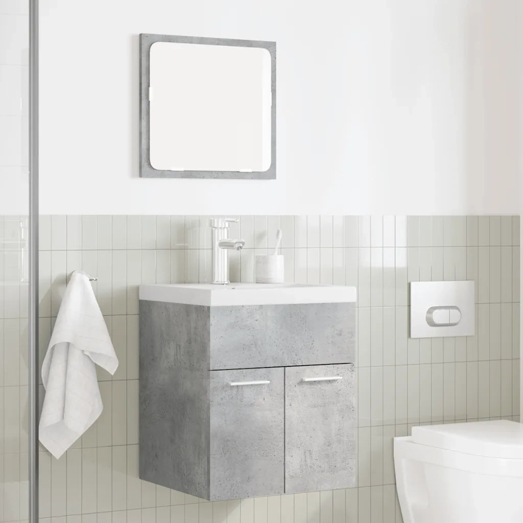 Set Mobili da Bagno 2 pz Grigio Cemento in Legno Multistrato 856368