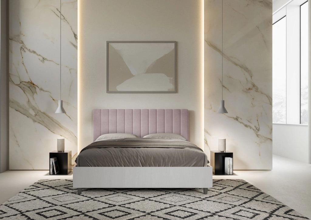 Letto Matrimoniale 160x200 cm con Rete e Contenitore Kaia Glicine