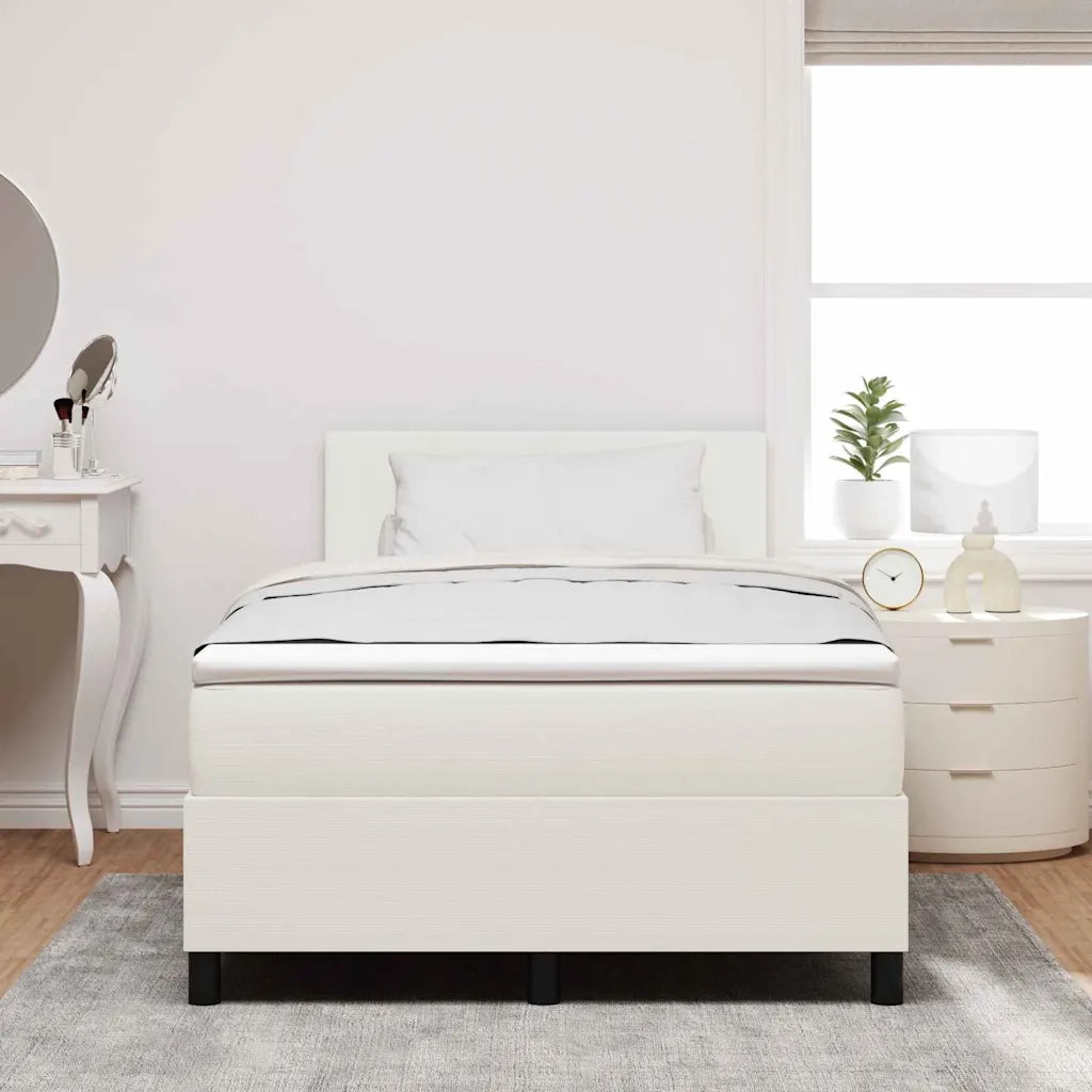 Letto a molle Crema e Bianco 120 x 190 cm Tessuto in Cords 3337505