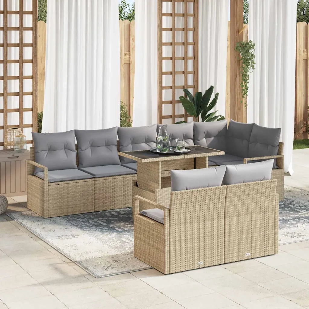 Set Divano da Giardino 9 pcs beige e grigio chiaro polyrattan 3348846