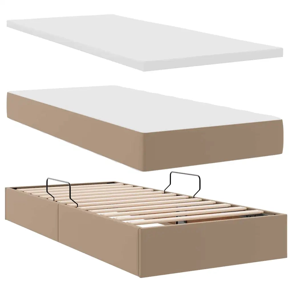 Letto con contenitore e materasso Cappuccino 200 x 200 cm 3372184